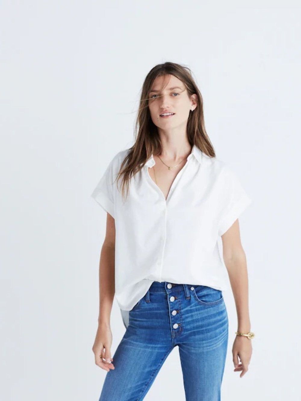 Madewell Central Shirt in Plain White Size Medium EUC